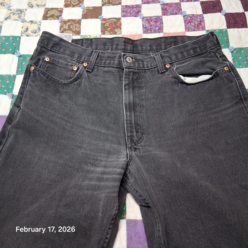 Levi 550 Jeans Men 38x34 Black Relaxed Tapered Denim Casual‎ Work Pants